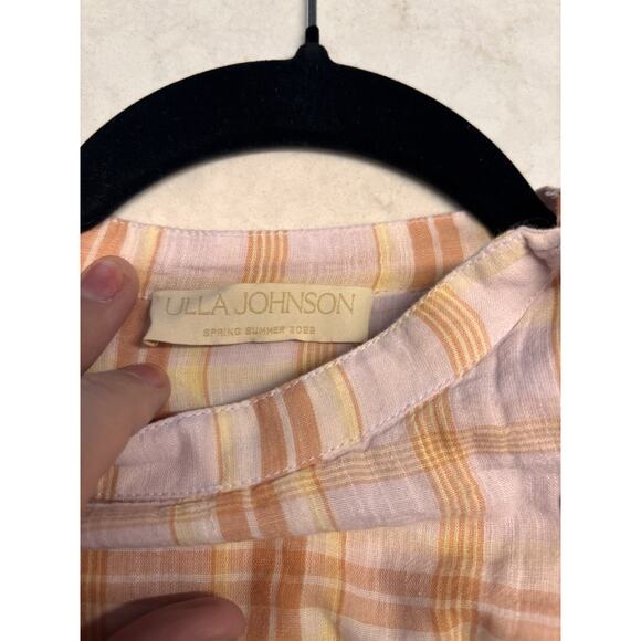 Ulla Johnson Plaid Blouse in Peach and Cream - Picture 2 of 7